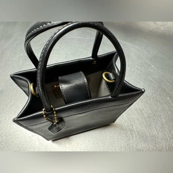 EUC Coach Cashin Mini Tote Crossbody Black Brass - Picture 10 of 14